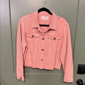 VEVERET Sparkle Pink Cropped Denim Jacket